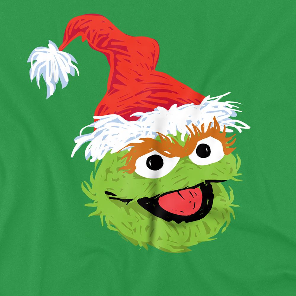 Kelly Green - Side - Sesame Street Unisex Adult Oscar The Grouch Scribble Christmas T-Shirt
