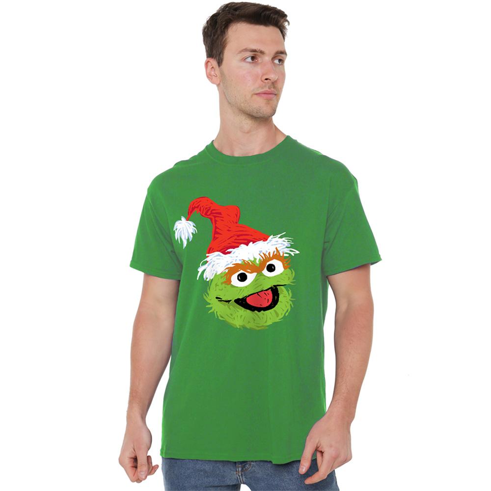 Kelly Green - Lifestyle - Sesame Street Unisex Adult Oscar The Grouch Scribble Christmas T-Shirt