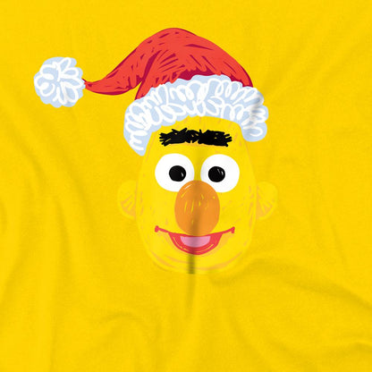 Yellow - Side - Sesame Street Unisex Adult Bert Scribble Christmas T-Shirt