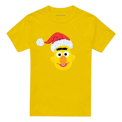 Yellow - Front - Sesame Street Unisex Adult Bert Scribble Christmas T-Shirt