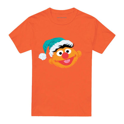 Orange - Front - Sesame Street Unisex Adult Ernie Scribble Christmas T-Shirt