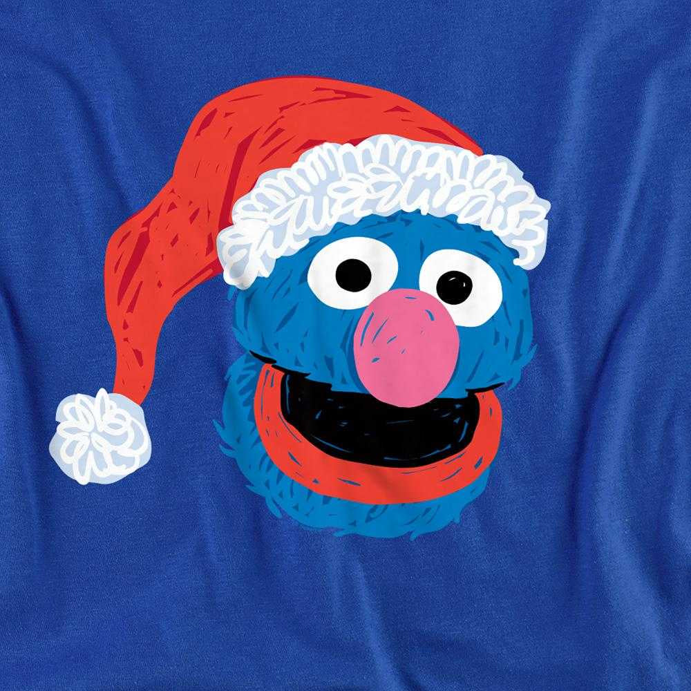Royal Blue - Side - Sesame Street Unisex Adult Grover Scribble Long-Sleeved Christmas T-Shirt