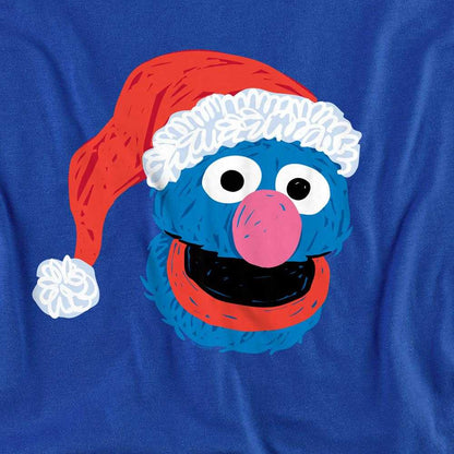 Royal Blue - Side - Sesame Street Unisex Adult Grover Scribble Long-Sleeved Christmas T-Shirt