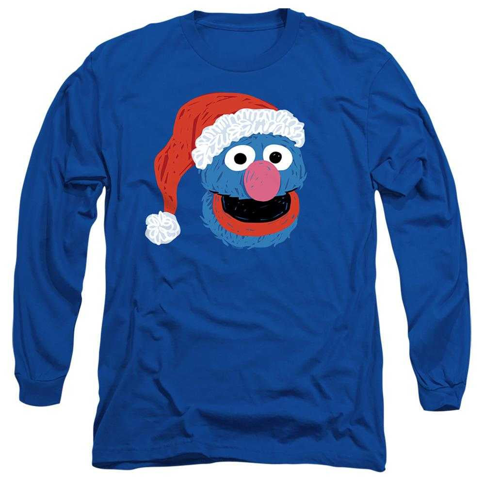 Royal Blue - Front - Sesame Street Unisex Adult Grover Scribble Long-Sleeved Christmas T-Shirt