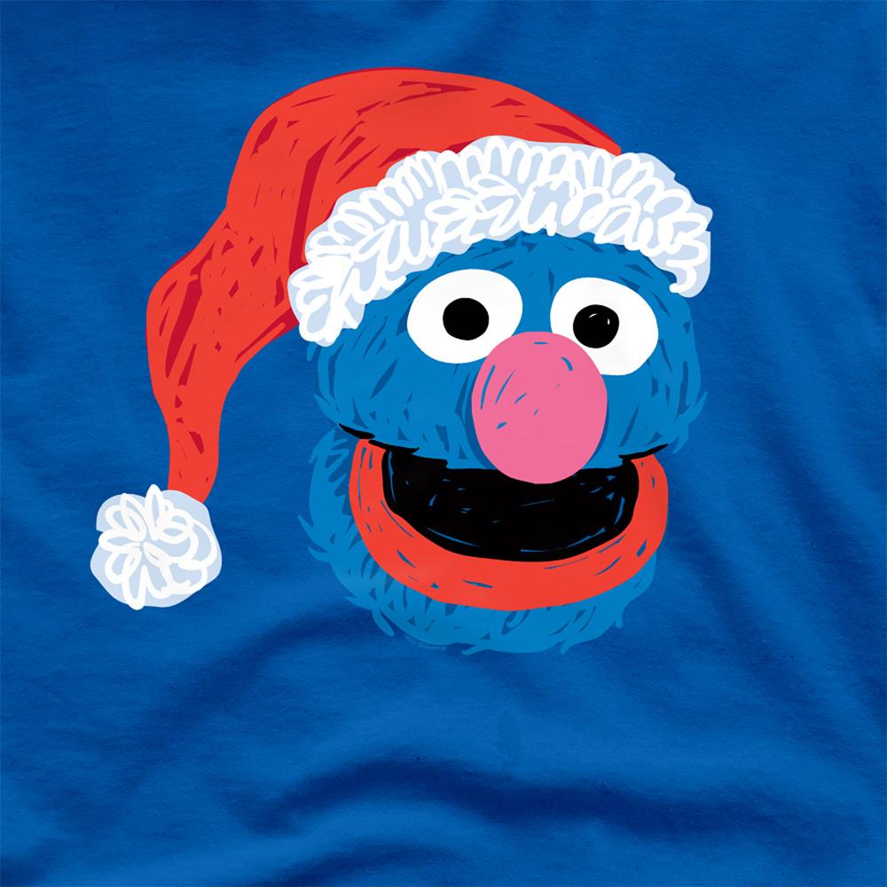 Royal Blue - Side - Sesame Street Unisex Adult Grover Scribble Christmas T-Shirt