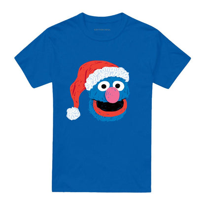 Royal Blue - Front - Sesame Street Unisex Adult Grover Scribble Christmas T-Shirt
