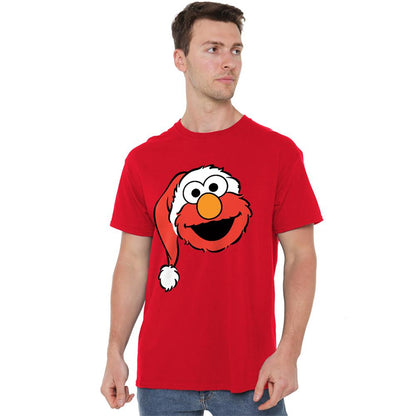 Red - Lifestyle - Sesame Street Unisex Adult Elmo Santa Hat Christmas T-Shirt