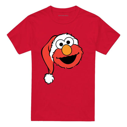 Red - Front - Sesame Street Unisex Adult Elmo Santa Hat Christmas T-Shirt