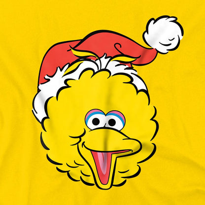 Yellow - Side - Sesame Street Unisex Adult Big Bird Santa Hat Christmas T-Shirt