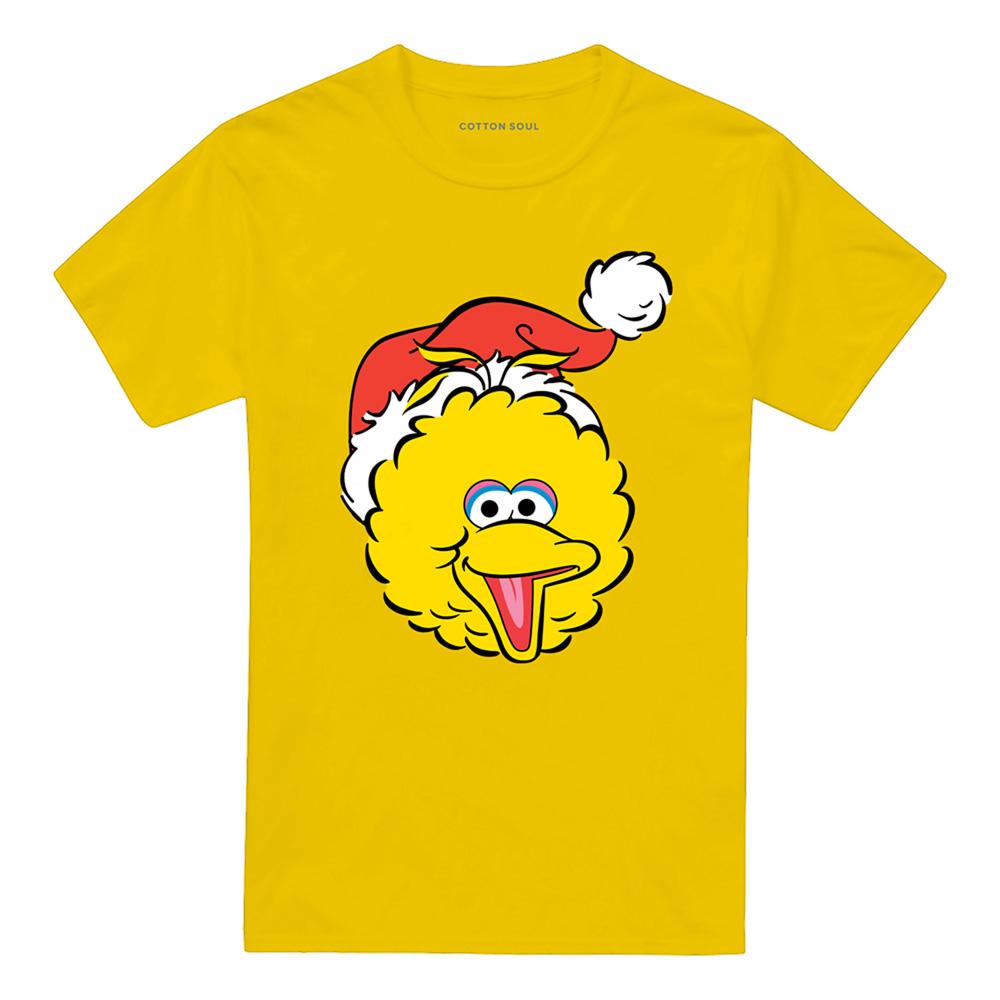 Yellow - Front - Sesame Street Unisex Adult Big Bird Santa Hat Christmas T-Shirt