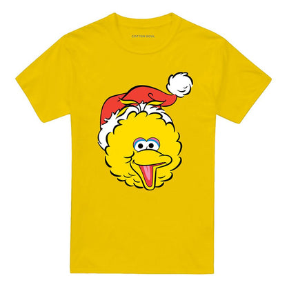 Yellow - Front - Sesame Street Unisex Adult Big Bird Santa Hat Christmas T-Shirt
