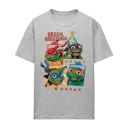 Athletic Heather - Front - Teenage Mutant Ninja Turtles: Mutant Mayhem Womens-Ladies Green Greetings Heather Christmas T-Shirt