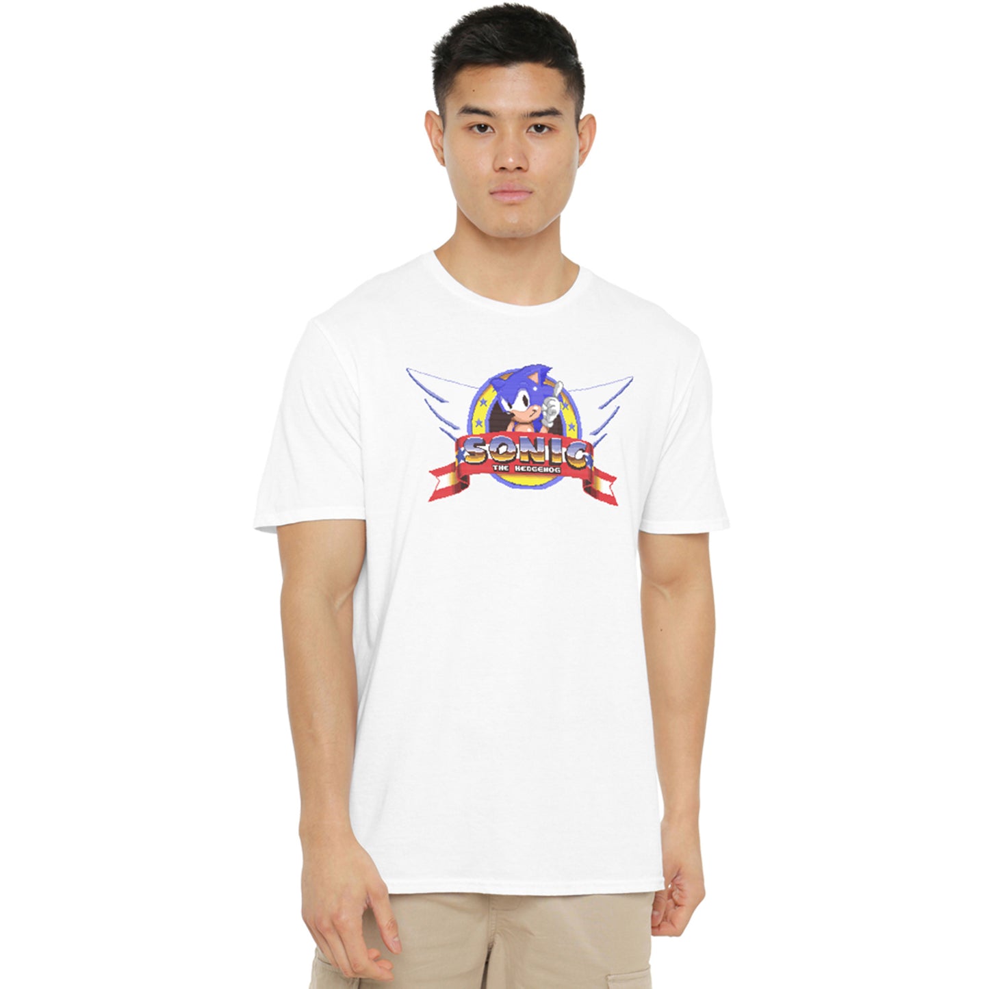 White - Side - Sonic The Hedgehog Mens Game Start Pixel T-Shirt