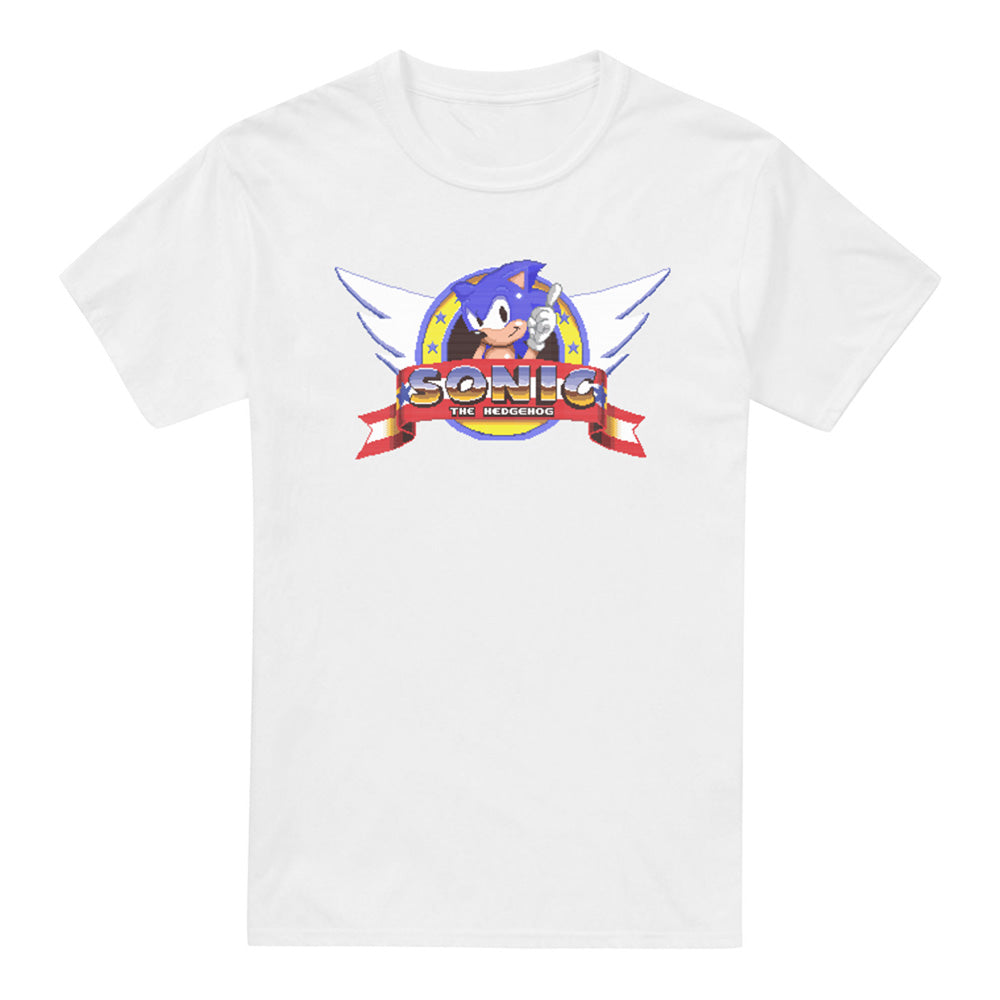 White - Front - Sonic The Hedgehog Mens Game Start Pixel T-Shirt
