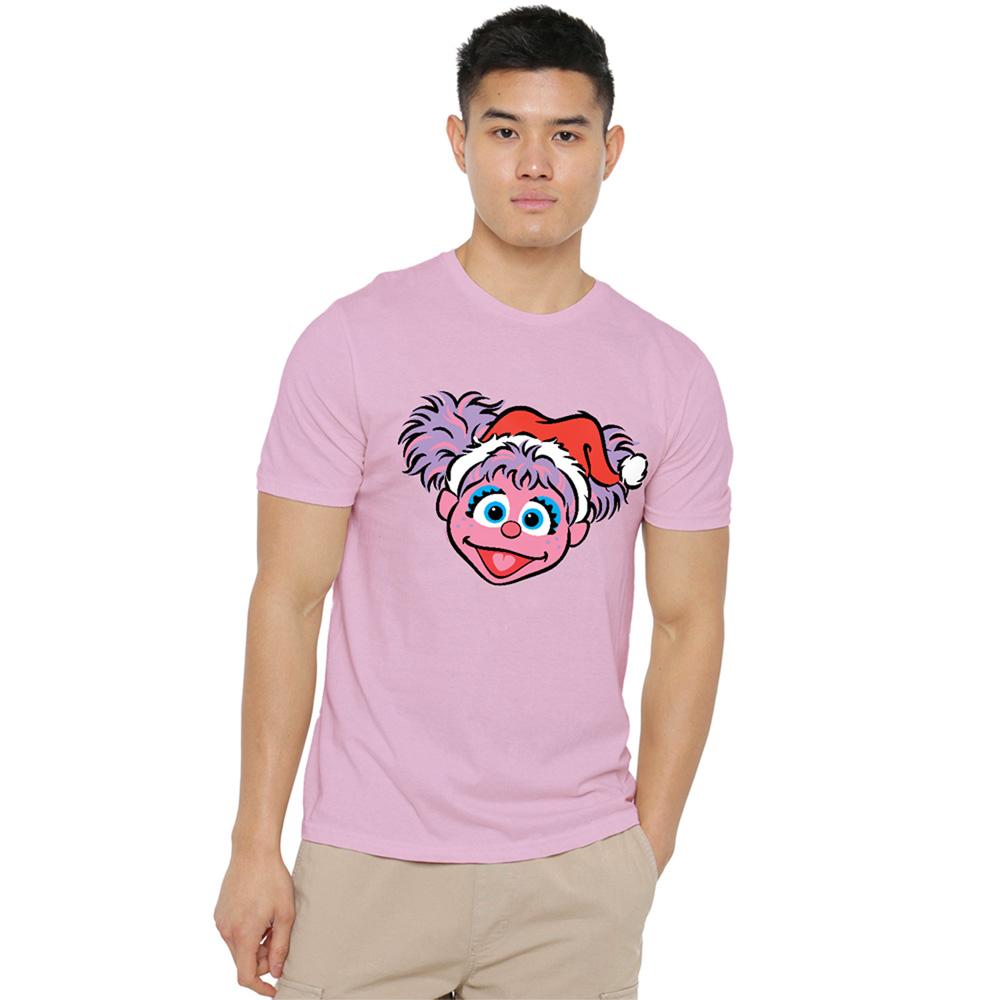 Pink - Lifestyle - Sesame Street Unisex Adult Abby Cadabby Santa Hat Christmas T-Shirt
