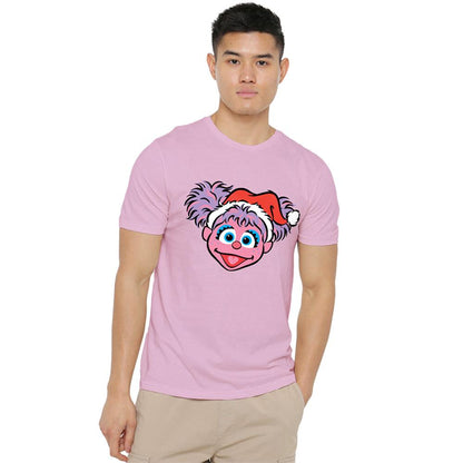 Pink - Lifestyle - Sesame Street Unisex Adult Abby Cadabby Santa Hat Christmas T-Shirt