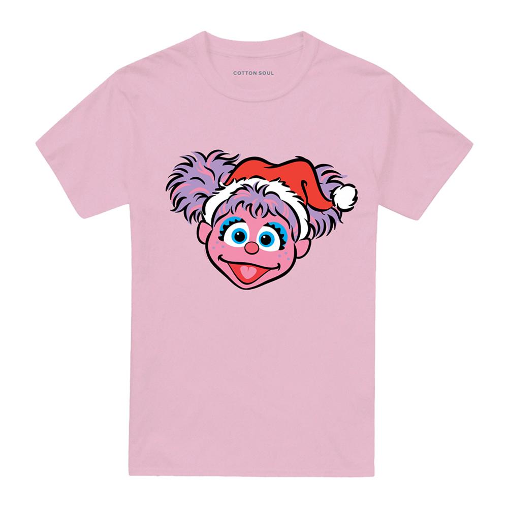 Pink - Front - Sesame Street Unisex Adult Abby Cadabby Santa Hat Christmas T-Shirt