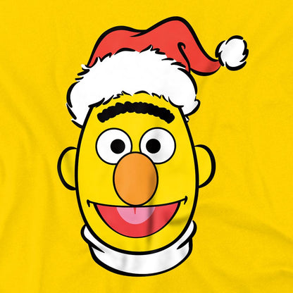 Yellow - Side - Sesame Street Unisex Adult Bert Santa Hat Christmas T-Shirt