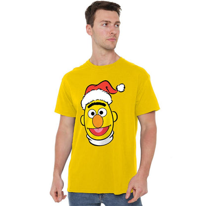 Yellow - Lifestyle - Sesame Street Unisex Adult Bert Santa Hat Christmas T-Shirt