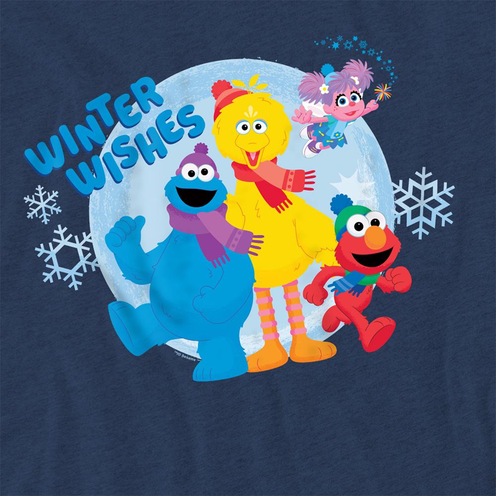 Red - Side - Sesame Street Unisex Adult Wreath Vintage Christmas T-Shirt