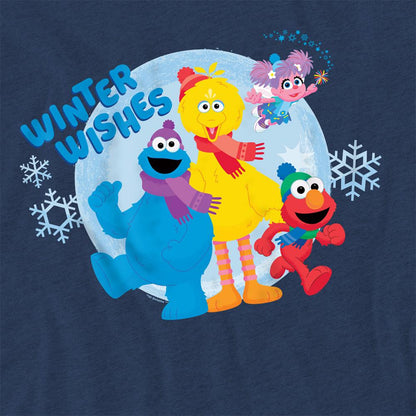 Red - Side - Sesame Street Unisex Adult Wreath Vintage Christmas T-Shirt