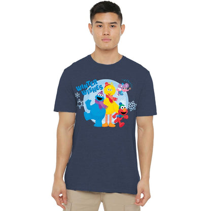 Red - Lifestyle - Sesame Street Unisex Adult Wreath Vintage Christmas T-Shirt