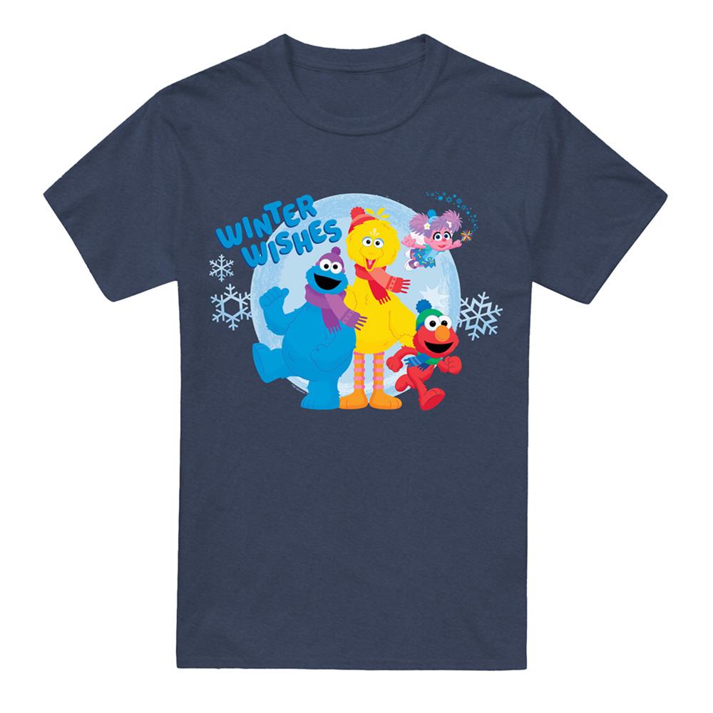 Red - Front - Sesame Street Unisex Adult Wreath Vintage Christmas T-Shirt