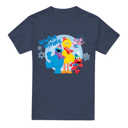 Red - Front - Sesame Street Unisex Adult Wreath Vintage Christmas T-Shirt