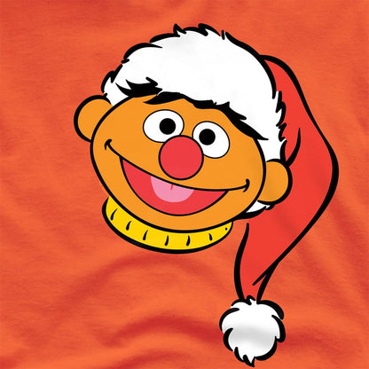 Orange - Side - Sesame Street Unisex Adult Ernie Santa Hat Christmas T-Shirt