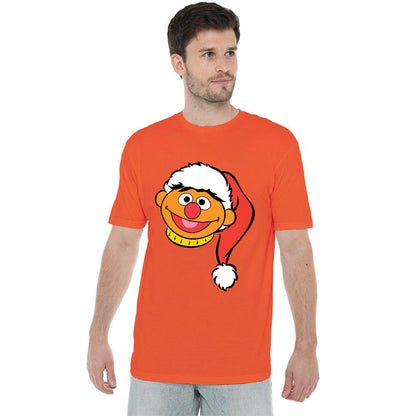 Orange - Lifestyle - Sesame Street Unisex Adult Ernie Santa Hat Christmas T-Shirt