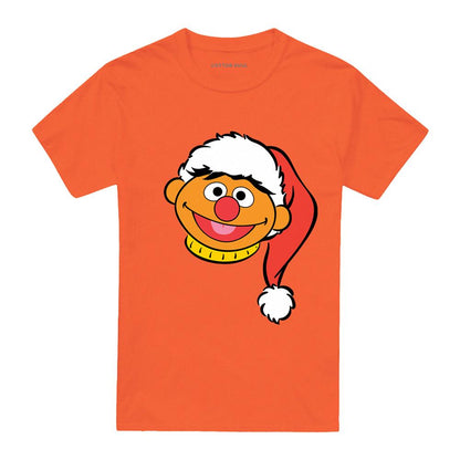 Orange - Front - Sesame Street Unisex Adult Ernie Santa Hat Christmas T-Shirt