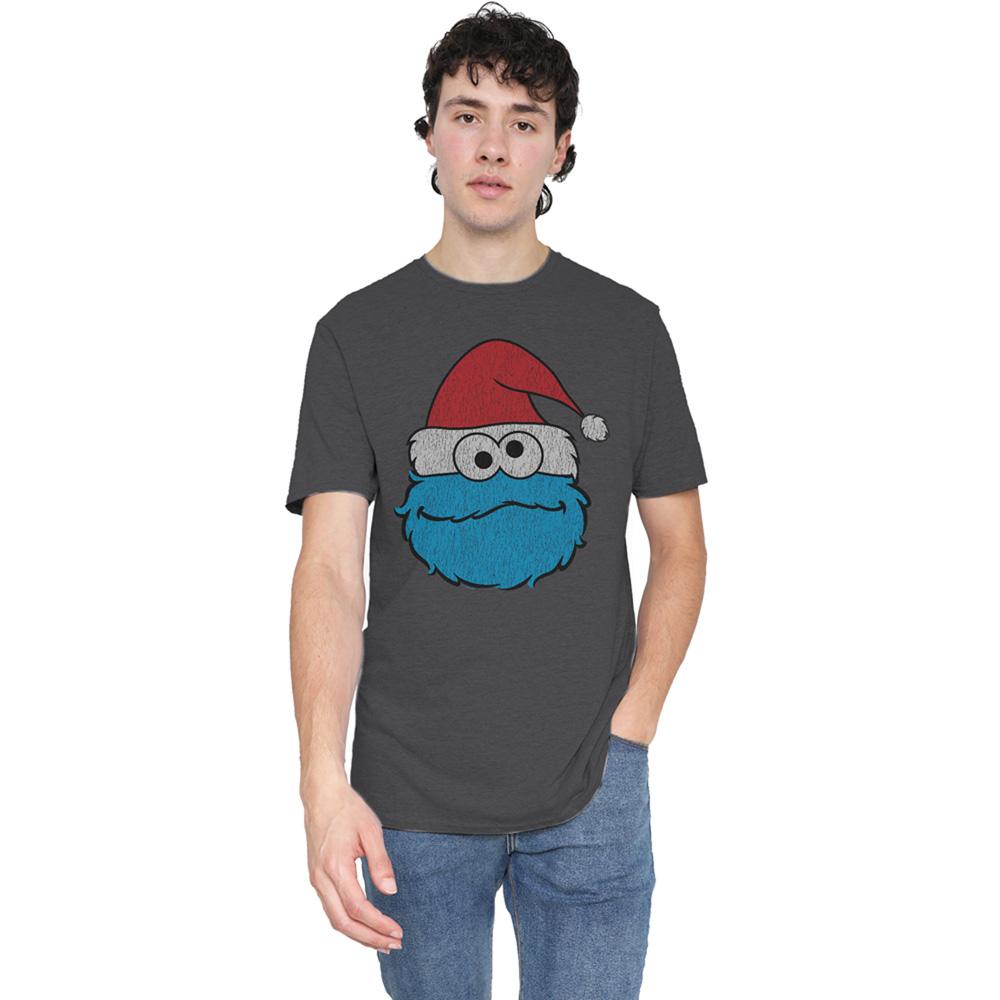 Charcoal - Lifestyle - Sesame Street Unisex Adult Cookie Monster Christmas T-Shirt