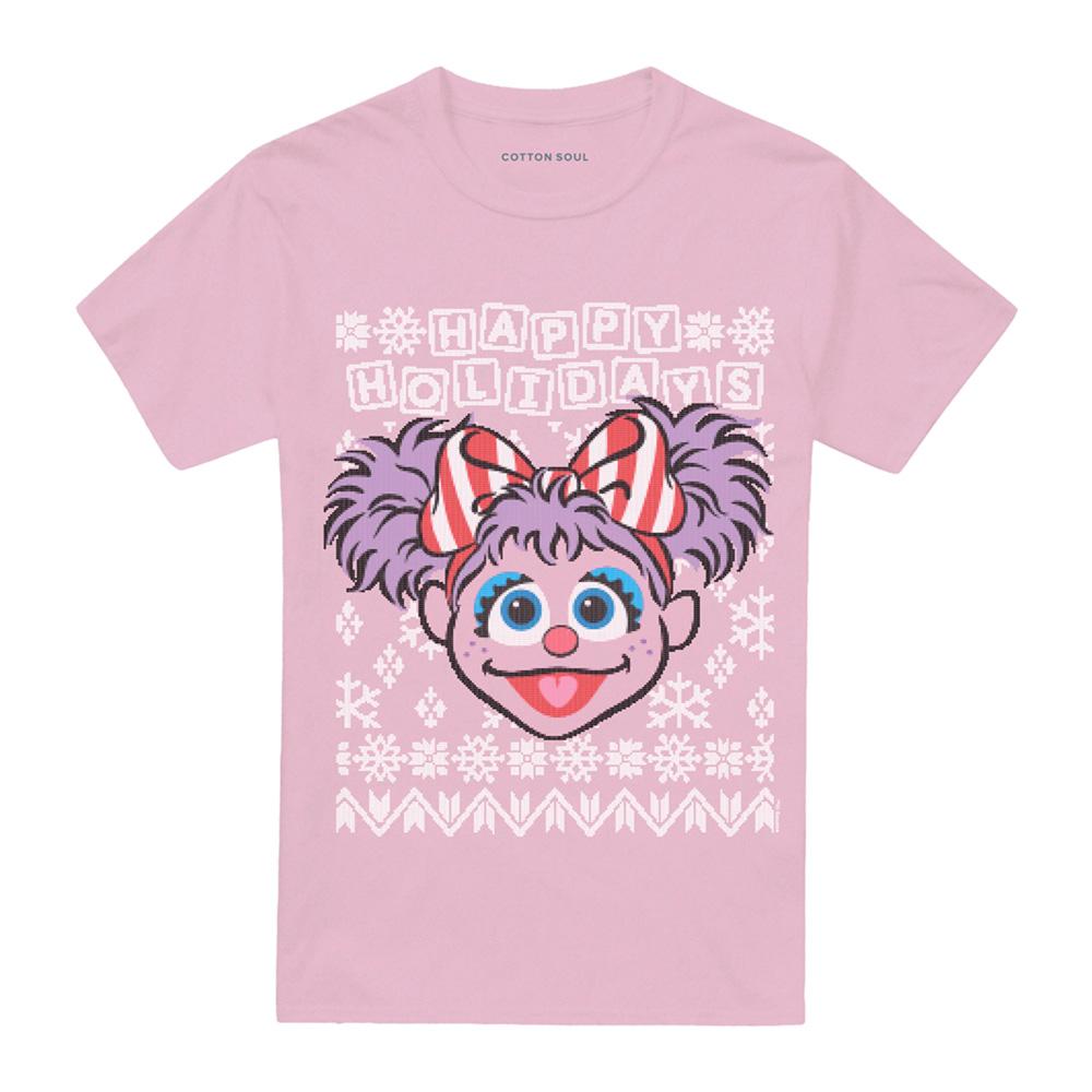 Pink - Front - Sesame Street Unisex Adult Ugly Abby Cadabby Christmas T-Shirt