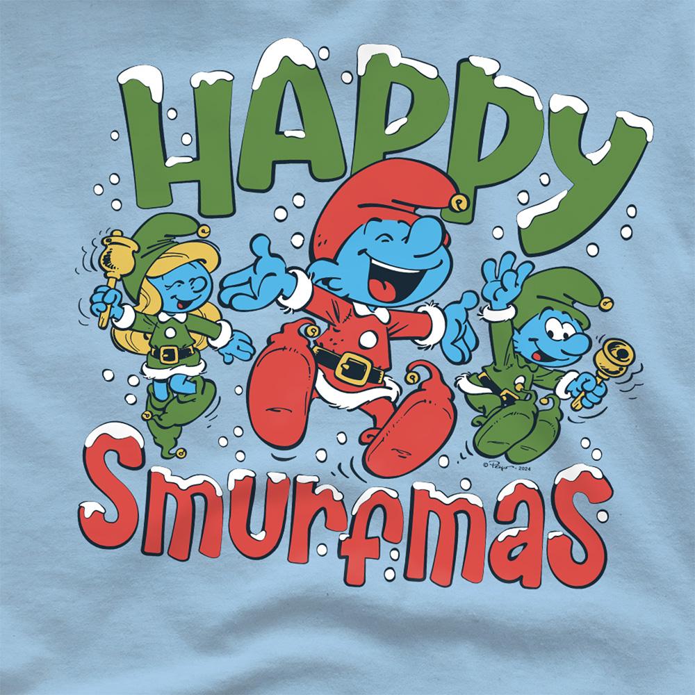 Light Blue - Side - The Smurfs Unisex Adult Happy Smurfmas Christmas T-Shirt