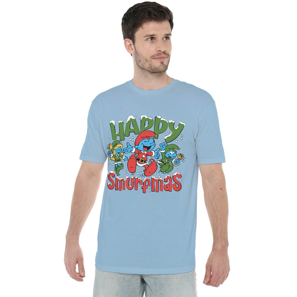 Light Blue - Lifestyle - The Smurfs Unisex Adult Happy Smurfmas Christmas T-Shirt
