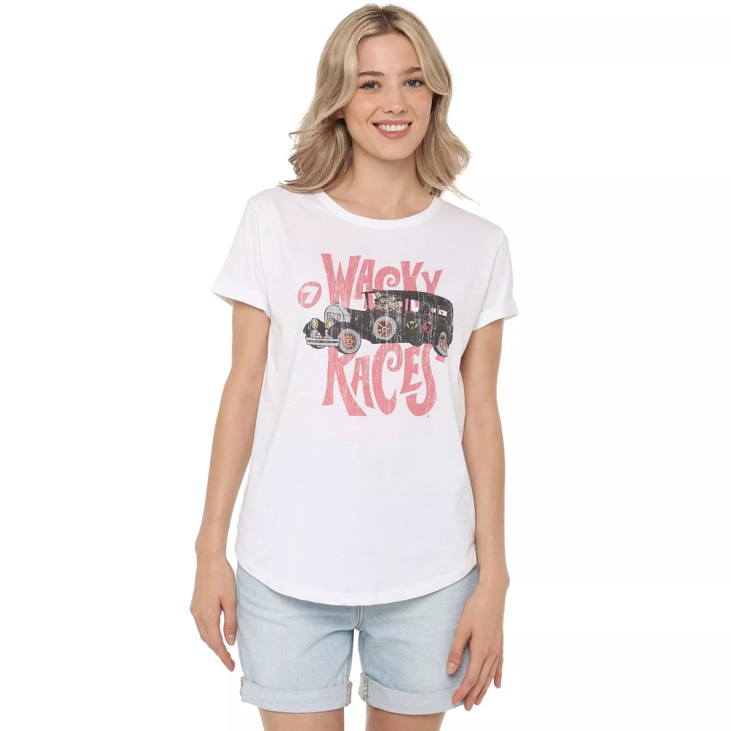 White - Side - Wacky Races Womens-Ladies Classic T-Shirt
