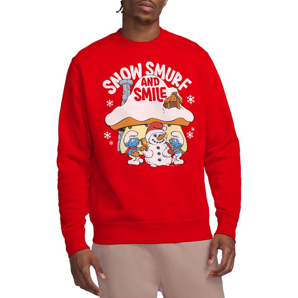 Red - Lifestyle - The Smurfs Unisex Adult Snow Smurf And Smile Christmas Sweatshirt