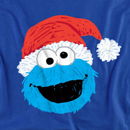 Royal Blue - Side - Sesame Street Unisex Adult Cookie Monster Scribble Christmas Sweatshirt