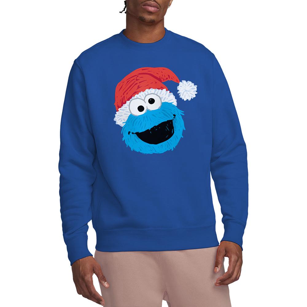 Royal Blue - Lifestyle - Sesame Street Unisex Adult Cookie Monster Scribble Christmas Sweatshirt