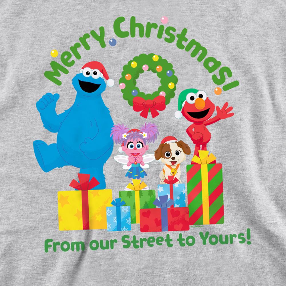 Athletic Heather - Side - Sesame Street Unisex Adult From Our Street To Yours Heather Christmas Sweatshirt