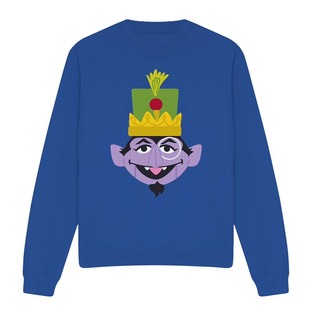 Royal Blue - Front - Sesame Street Unisex Adult Count von Count Nutcracker Christmas Sweatshirt