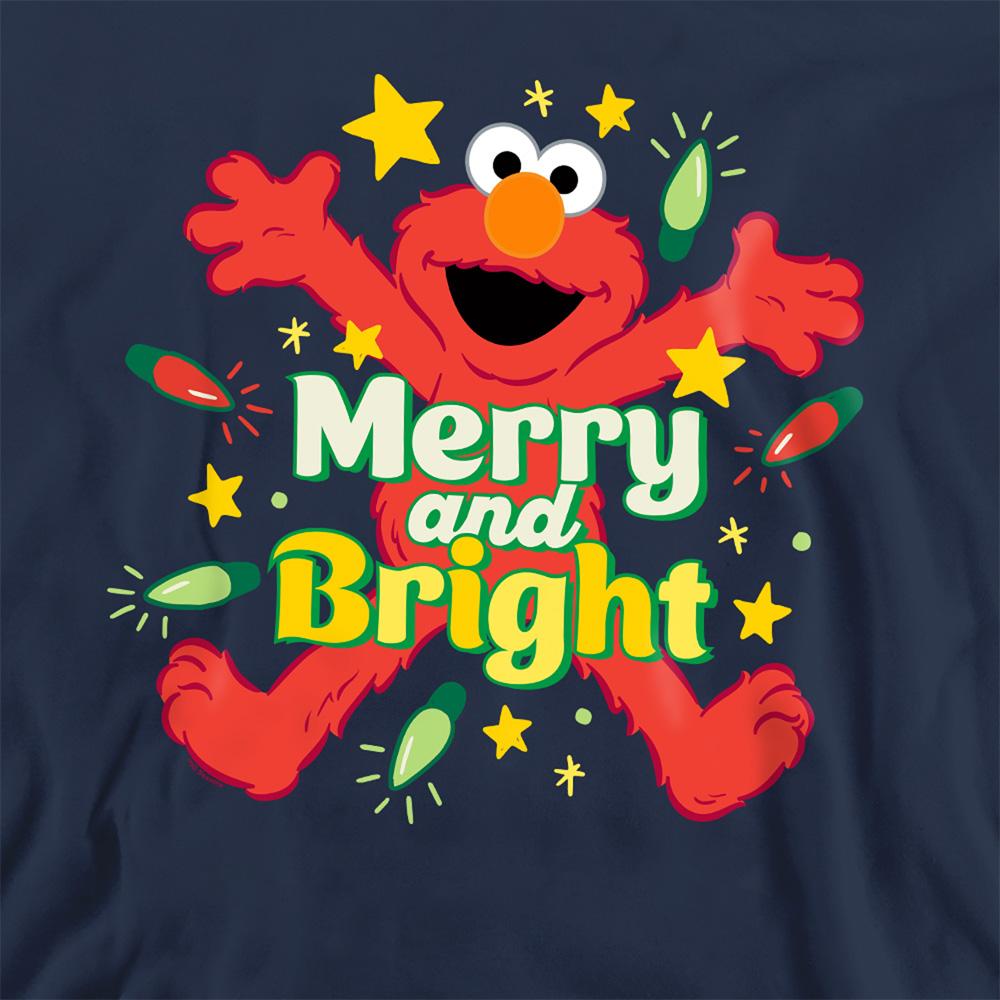 Navy - Side - Sesame Street Unisex Adult Merry And Bright Elmo Christmas Sweatshirt