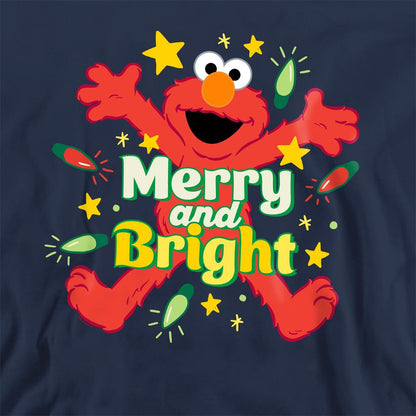 Navy - Side - Sesame Street Unisex Adult Merry And Bright Elmo Christmas Sweatshirt