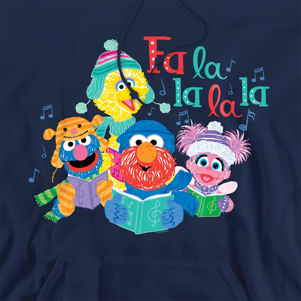 Navy - Side - Sesame Street Unisex Adult Fa La La La Carols Christmas Hoodie
