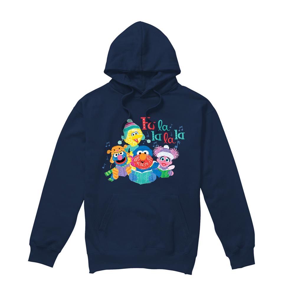 Navy - Front - Sesame Street Unisex Adult Fa La La La Carols Christmas Hoodie