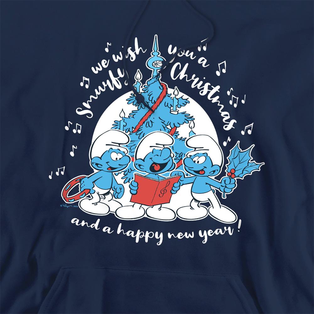 Navy - Side - The Smurfs Unisex Adult Carol Christmas Hoodie