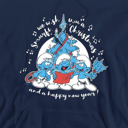 Navy - Side - The Smurfs Unisex Adult Carol Christmas Hoodie