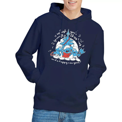 Navy - Lifestyle - The Smurfs Unisex Adult Carol Christmas Hoodie
