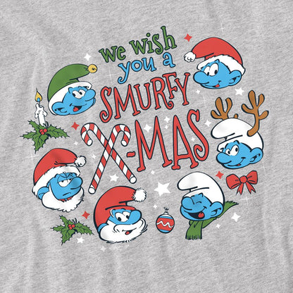 Athletic Heather - Side - The Smurfs Unisex Adult We Wish You A Smurfy Christmas Heather T-Shirt