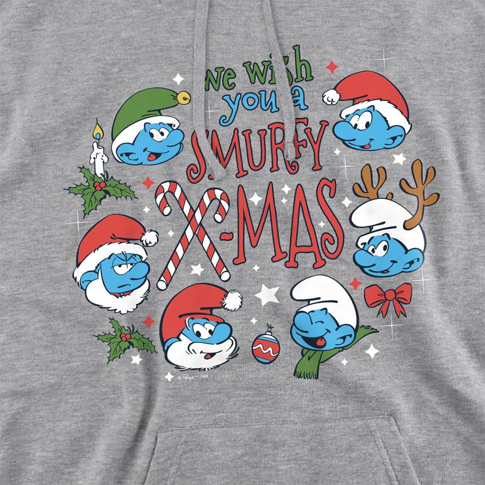 Athletic Heather - Side - The Smurfs Unisex Adult We Wish You A Smurfy Christmas Heather Hoodie